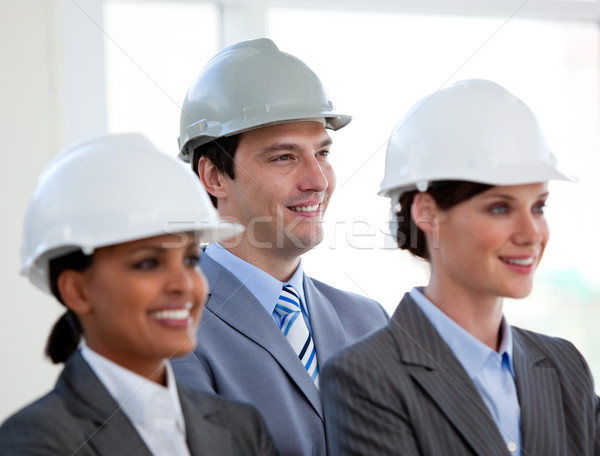 Foto stock: Diverso · equipo · pie · conferencia · empresa · mujer