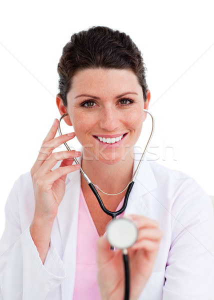 幸せ 女性 医師 聴診器 白 ストックフォト © wavebreak_media