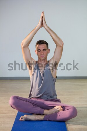 Vrouw yoga zwembad ochtend strand haren Stockfoto © wavebreak_media