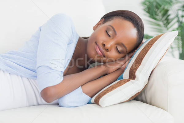 Сток-фото: черную · женщину · спальный · сторона · гостиной · счастливым · черный