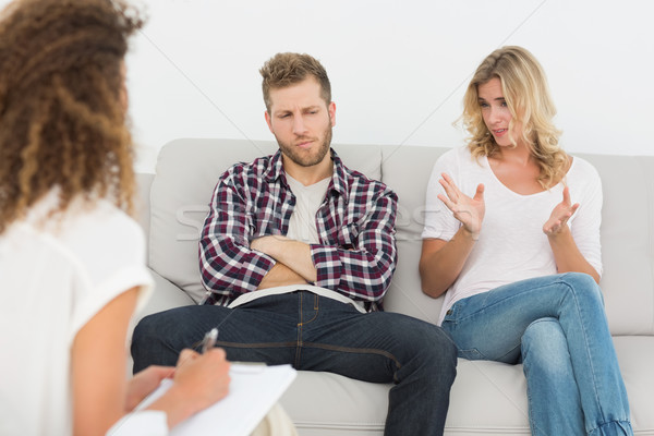 Woman speaking to therapist at couples therapy Stock photo © wavebreak_media
