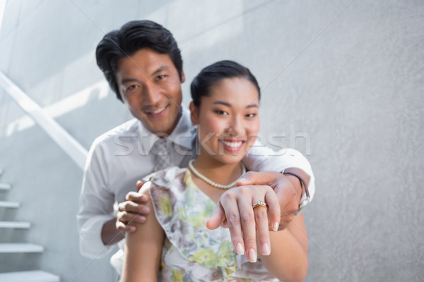 Couple showing engagement ring on womans finger  Stock photo © wavebreak_media