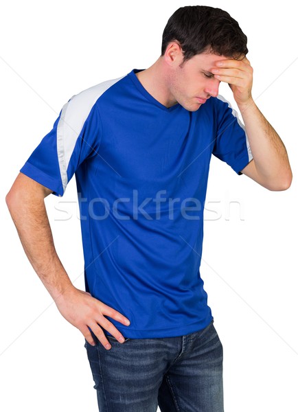 Teleurgesteld voetbal fan Blauw witte man Stockfoto © wavebreak_media