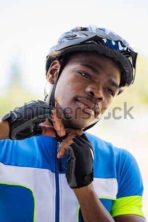 Stock photo: Fit cyclist out in the countryside