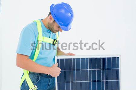Gelukkig werknemer zonnepaneel portret bouwvakker Stockfoto © wavebreak_media