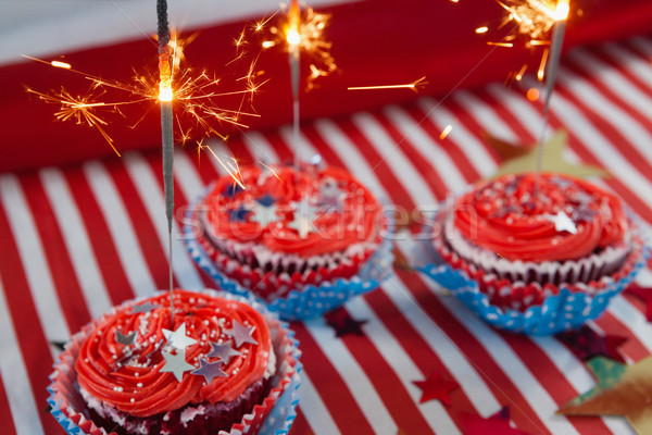 Foto stock: Ardente · sparkler · decorado · estrela