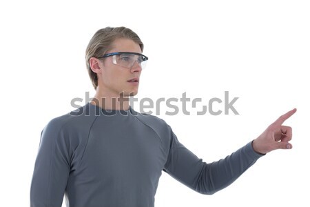 Człowiek kontakcie niewidoczny ekranu biały komunikacji Zdjęcia stock © wavebreak_media