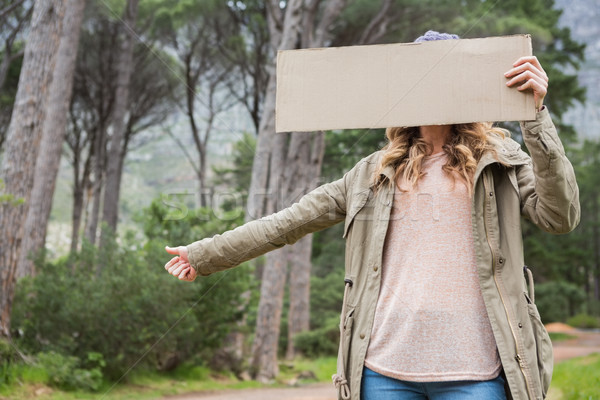 Hitch hiking woman holding cardboard Stock photo © wavebreak_media
