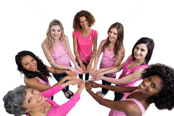 Foto stock: Mulheres · rosa · círculo · câncer · de · mama · branco · consciência