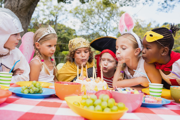  Cute children blowing together on the candle during a birthday party  Stock photo © wavebreak_media