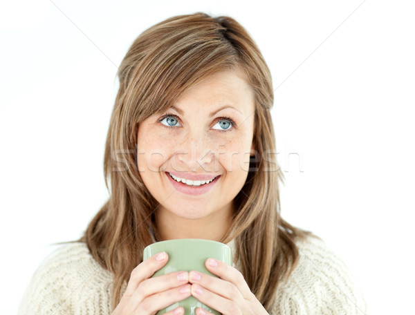 Caucasian woman holding a cup a coffee Stock photo © wavebreak_media