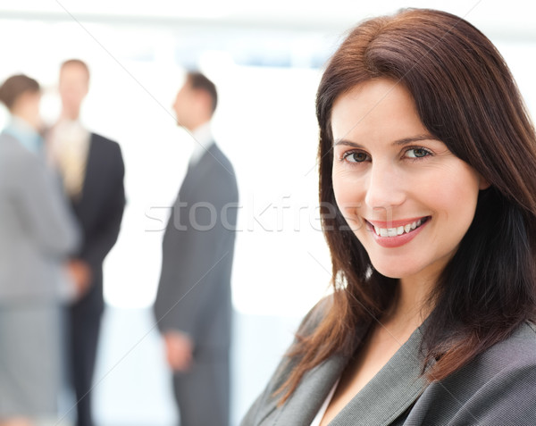 Stock foto: Geschäftsfrau · posiert · Team · sprechen · Business