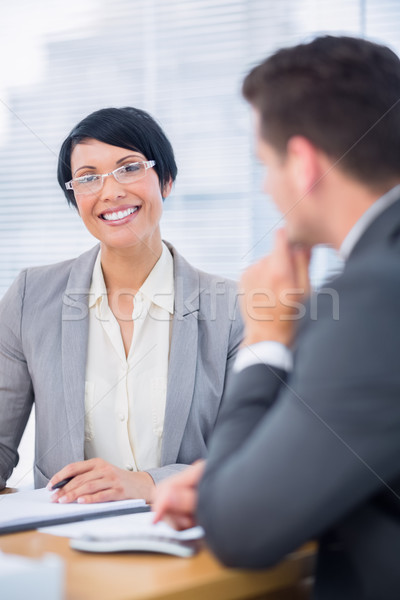 коллеги деловое совещание молодым человеком счастливым женщину Сток-фото © wavebreak_media