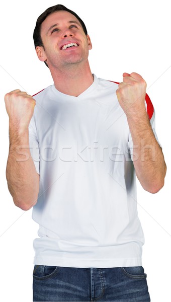 Stock photo: Cheering football fan in white