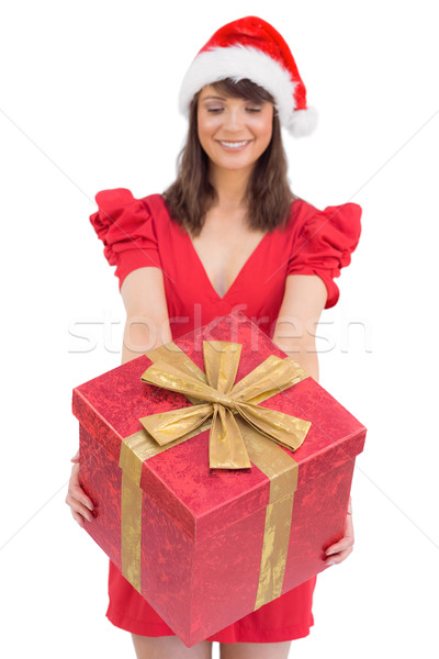 Foto stock: Morena · regalo · blanco · moda · belleza