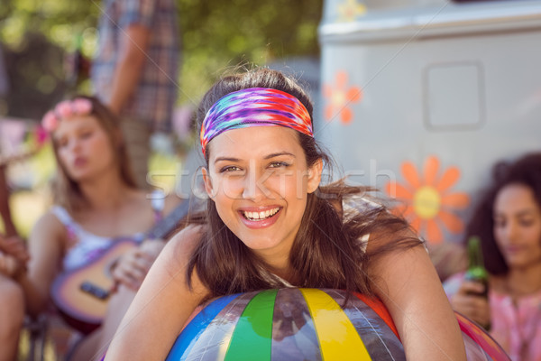 Gelukkig hipsters camping muziekfestival vrouw Stockfoto © wavebreak_media