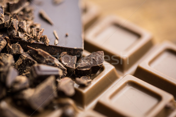 黑暗 牛奶 巧克力 木桌 關閉 視圖 商業照片 © wavebreak_media