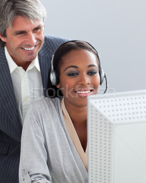 Sorridere manager lavoro ufficio computer Foto d'archivio © wavebreak_media