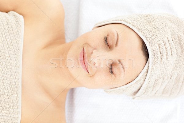 Stock foto: Porträt · froh · Frau · ruhend · Massage