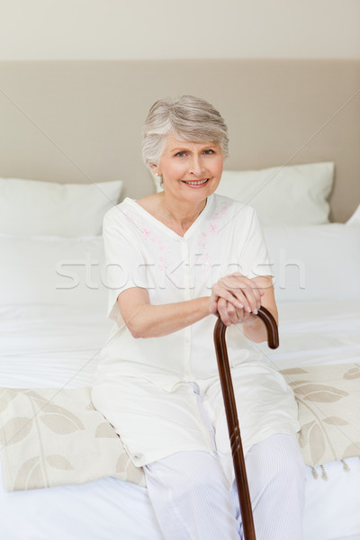 Stock foto: Ruhestand · Frau · Fuß · Stick · home · Senior