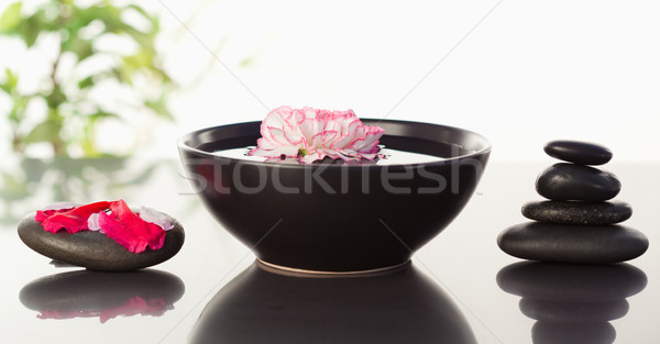 粉紅色 康乃馨 碗 花瓣 黑色 商業照片 © wavebreak_media