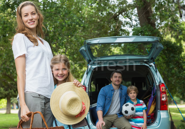 Stock foto: Familie · zwei · Kinder · Picknick · Porträt · Mutter