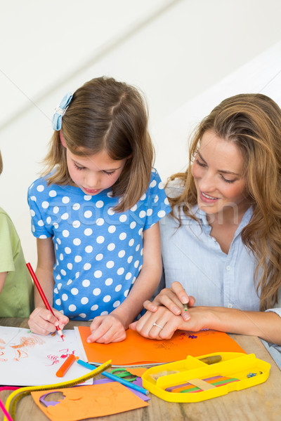 Mother and daughter coloring Stock photo © wavebreak_media