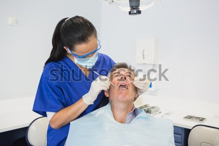 Beteg új mosoly tükör fogászati klinika Stock fotó © wavebreak_media