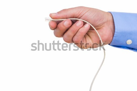 Közelkép kéz tart kábel fehér üzletember Stock fotó © wavebreak_media