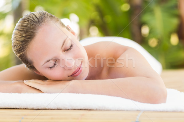 Stockfoto: Vreedzaam · blond · handdoek · spa · vrouw · hotel