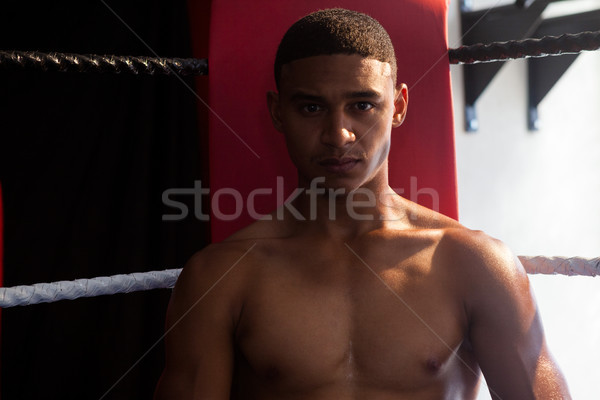 Foto d'archivio: Ritratto · uomo · seduta · boxing · anello · fitness