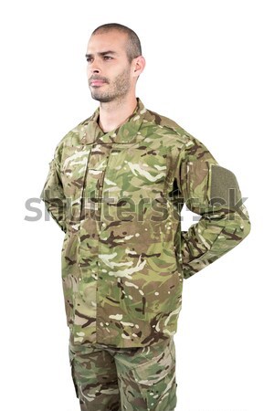 Soldat stehen weiß Mann Krieg Spaß Stock foto © wavebreak_media