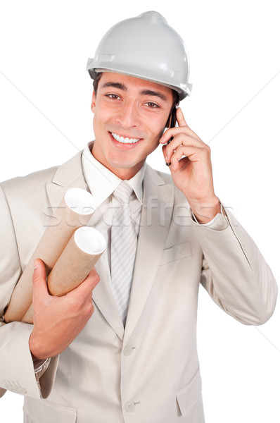 Férfi építész beszél telefon üzlet építkezés Stock fotó © wavebreak_media