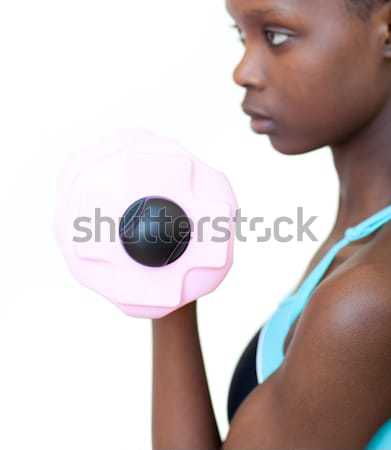 Gyönyörű nő képzett súlyok fókusz gyönyörű fiatal nő Stock fotó © wavebreak_media