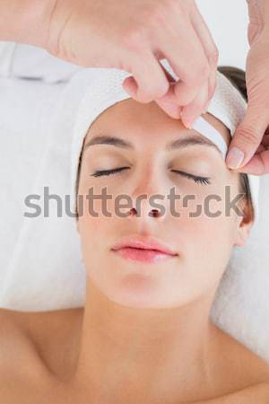 Portré gyönyörű nő masszázs fürdő kéz arc Stock fotó © wavebreak_media