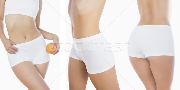 Kolaż szczupły kobieta diety biały ciało Zdjęcia stock © wavebreak_media