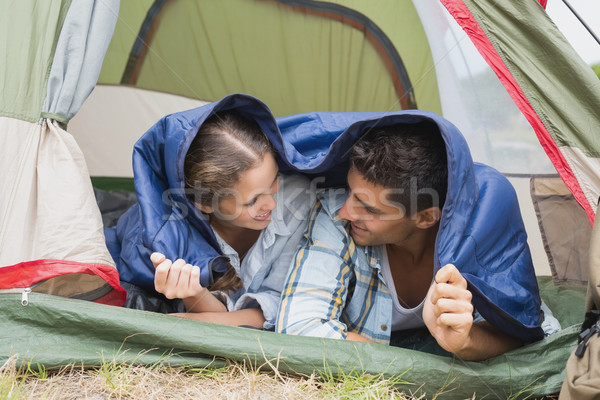Mutlu çadır manzara adam Stok fotoğraf © wavebreak_media