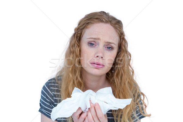 Hasta sarışın kadın kâğıt beyaz Stok fotoğraf © wavebreak_media