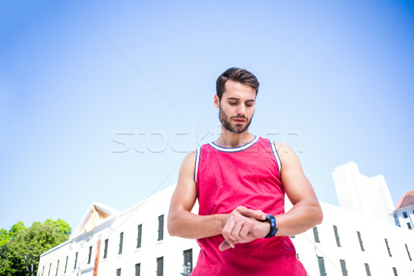 красивый спортсмена секундомер город здоровья Сток-фото © wavebreak_media