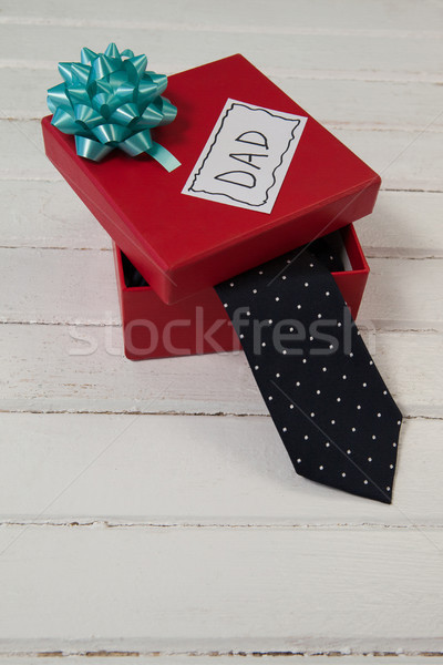 Necktie gift box with dad text on table Stock photo © wavebreak_media