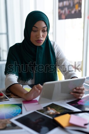 Playful businesswoman with adhesive notes on eyes at office Stock photo © wavebreak_media