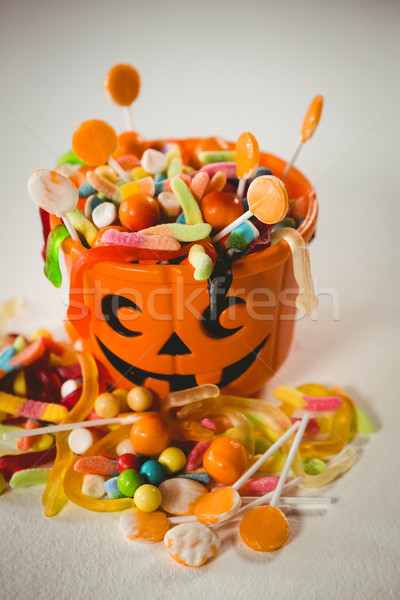 High angle view of bucket with various sweet food during Halloween Stock photo © wavebreak_media