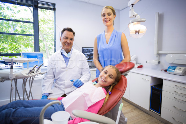 Portrait of dentist with young patient and his mother Stock photo © wavebreak_media