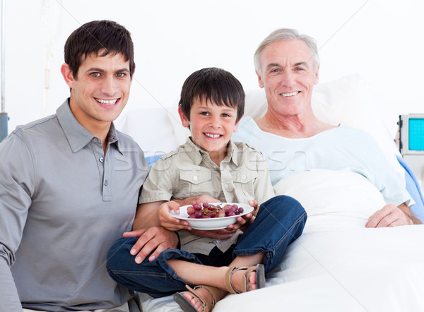 Stock photo: Father and son visiting grandfather
