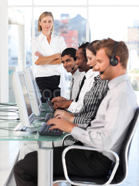 Foto stock: Gerente · líder · representante · equipo · oficina