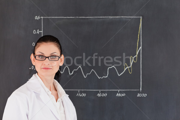 Isolated scientist standing near the blackboard and looking at the camera Stock photo © wavebreak_media