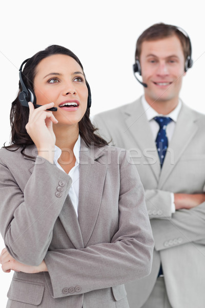 Call center ayakta birlikte beyaz kadın adam Stok fotoğraf © wavebreak_media
