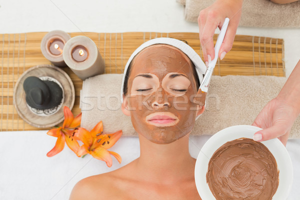 Vreedzaam brunette modder behandeling spa vrouw Stockfoto © wavebreak_media