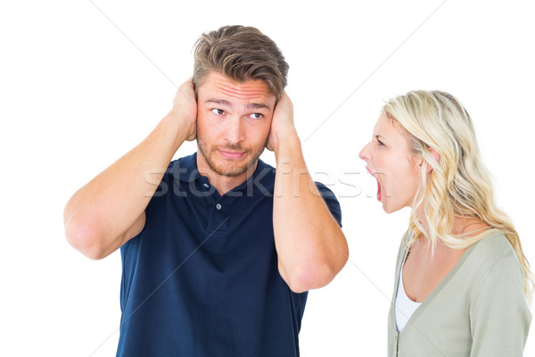 Férfi nem figyel kiált barátnő fehér pár Stock fotó © wavebreak_media