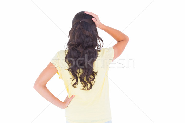 Brünette Denken Rückansicht weiß weiblichen verwechselt Stock foto © wavebreak_media